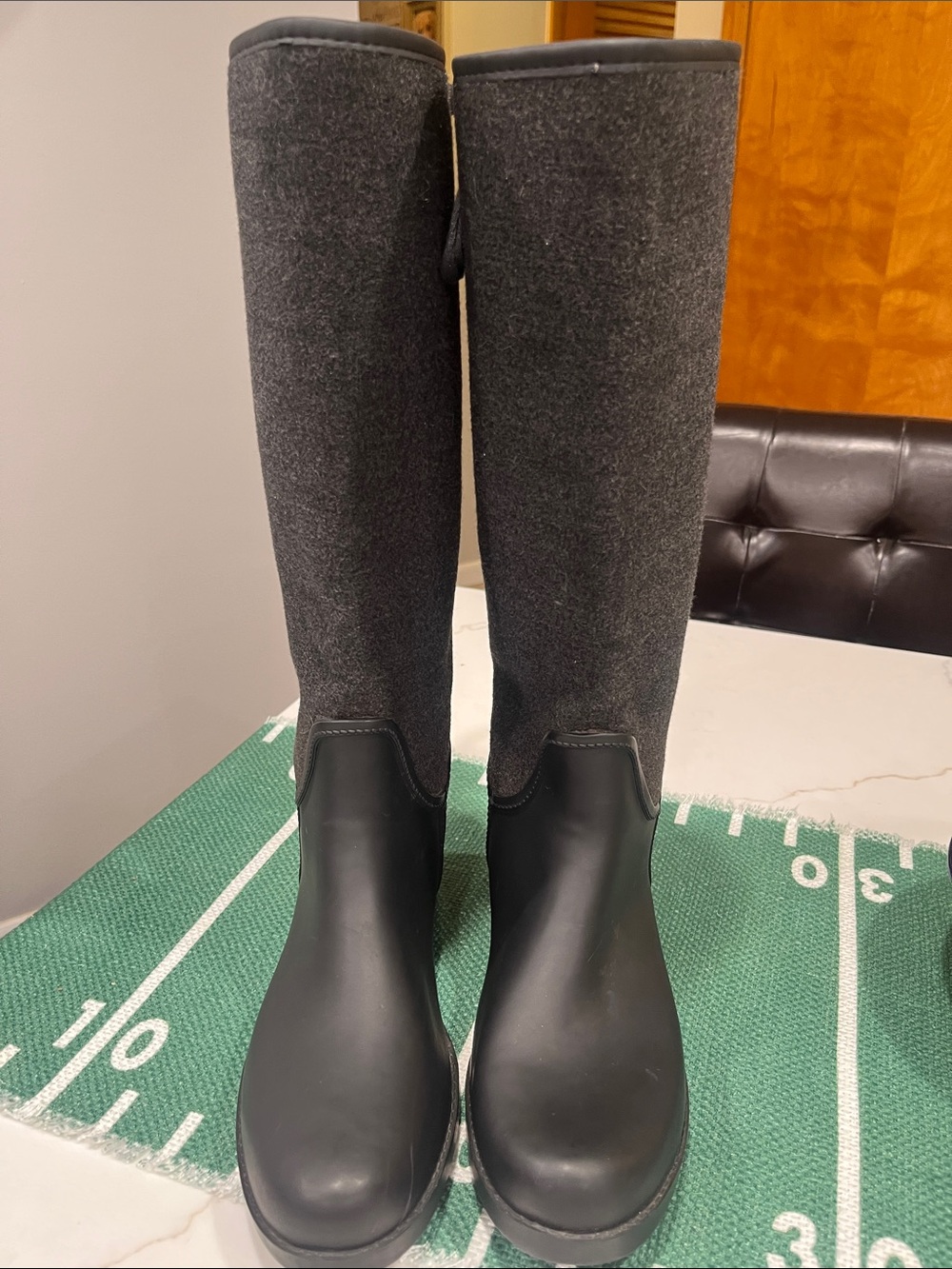 Coach Women's Black and Gray Tall Lace-up Rain Boots- rare find!